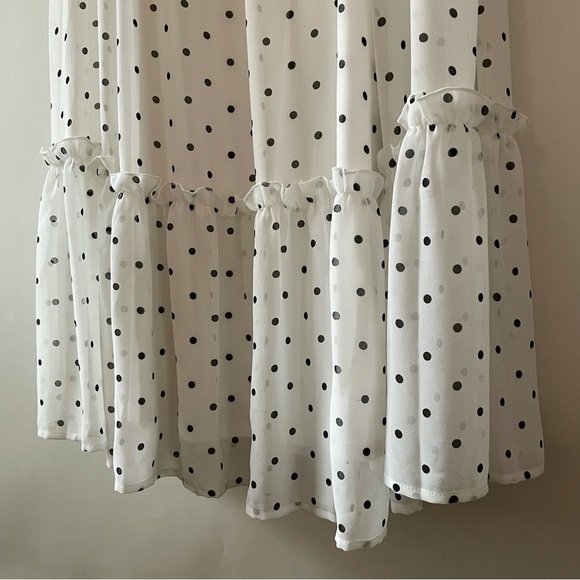 Torrid Chiffon Flutter Sleeve Midi Dress Black & White Polka Dot Size 10/12 - Picture 7 of 14